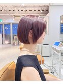あごラインボブ/内巻きボブ/カシスピンク/ピンクカラー/ミニボブ
