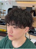 ツイストスパイラルパーマツーブロックメンズマッシュパーマ