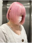 5046艶髪ベビーピンクタンバルモリボブ韓国ヘアホワイトピンク