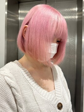 ベレーザ 渋谷(BELEZA) 5046艶髪ベビーピンクタンバルモリボブ韓国ヘアホワイトピンク