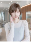 大人かわいい前髪セシルカットココアブラウンフリンジウェーブ