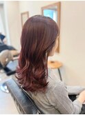 くすみレッド×やわらかレイヤー
