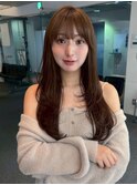 大人美人艶カラーベージュ小顔カット透明感レイヤーロング