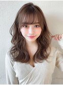 小顔透け感前髪顔まわりカットふんわりレイヤーカットセミロング
