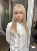 艶髪ハイトーンロングホワイトベージュホワイトシルバーカラー
