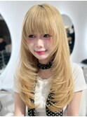 ハイライトカラーミルクティーベージュケアブリーチダブルカラー