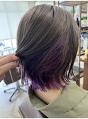 ブリーチ毛を活かしたインナーパープルカラー【延山styling】