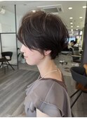 大人ラフウェーブ20代30代40代ボブブラウンスウィングショート