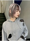 切りっぱなしボブ前下がりボブショートボブデザインカラー