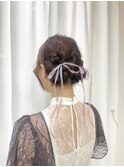 綺麗めかわいいツインお団子アレンジ×ピンクラベンダー