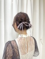 エミュ 天文館店(eMu) 綺麗めかわいいツインお団子アレンジ×ピンクラベンダー
