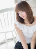 mod's天神/ぱっつん前髪くすみベージュ前下がりレイヤーカットa