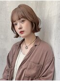 ナチュラルブラウンフェイスレイヤーボブ切りっぱなし髪質改善