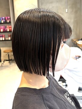 エリマ 調布(elima) 調布ストレートパーマミディアムボブベージュアッシュグレージュ