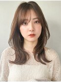 ★オリーブグレー黒髪小顔カットレイヤーカット美髪#502f1201