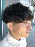 ツイストスパイラルパーマ波巻きスパイラルパーマツーブロック