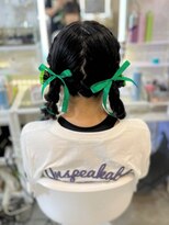 推し活 ライブ イベント 編み込みツインテール×紐リボン