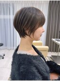 前髪あり耳掛け丸みくびれ大人ショートボブ20代30代40代50代＊