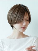前髪　ショートボブ　イメチェン　20代30代　大人かわいい　
