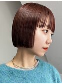 ボブ/ミニボブ/切りっぱなしボブ/ワンレン/オレンジブラウン