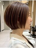 表参道白髪ぼかしマッシュショートヘアッシュベージュ40代50代