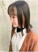 インナーカラー、フェイスフレーミング、外はねボブ