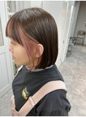 ボブ×インナーピンクベージュカラー