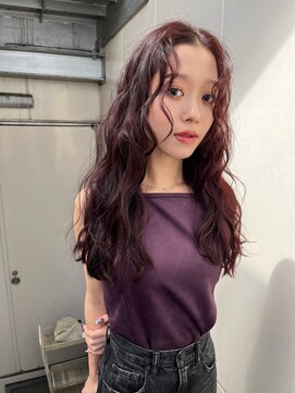 天神美容室 福岡美容室 天神美容室　ワインレッド　レイヤーカット