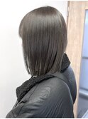 透明感カラーオリーブグレージュ＊ミディアムボブダークカラー