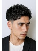 爽やかアップバンク刈上げショート黒髪短髪パーマ20代30代