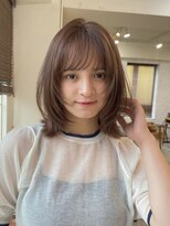 ガーデン 渋谷(GARDEN)&nbsp;ボブ　レイヤー　顔周りカット　似合わせ　オレンジベージュ