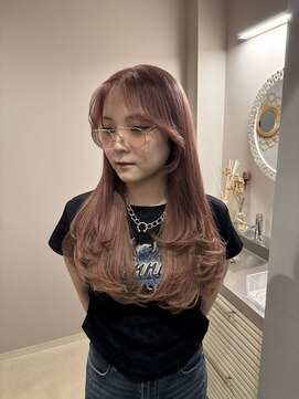 チャプター 問屋町(chapter) ピンクベージュカラー顔まわりレイヤーカットケアブリーチ韓国