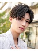 シースルーセンターパートツーブロックラウンドマッシュウルフ