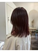 艶感ワインレッドミディアム似合わせカット