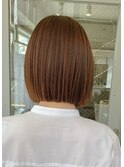 切りっぱなしボブオレンジカラー ぷつっとボブ　テラコッタ