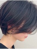 黒髪マッシュ×透けショート暗めカラー