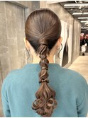 ヘアセット タイトポニー お呼ばれヘア ローポニー タイトヘア