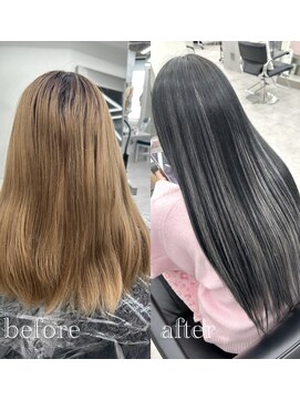 スタイル 横浜(STYLE) AYAKA担当/bef/aftダークトーンカラー/ハイライトエクステ８０本