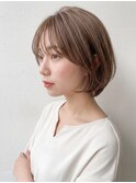 【東 純平】レイヤーショートボブ 小顔 ナチュラルグレージュ
