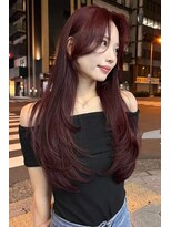 ランズ アネックス 梅田(LANDS ANNEX)&nbsp;韓国ヘアにカシスピンクレイヤーカット 【大阪 梅田】