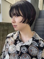 スノッブエモア(SNOB emoi)&nbsp;黒髪シースルーバング×丸みショートボブ／広島