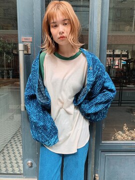 クラフト ヘア デザイン(CRAFT HAIR DESIGN) 切りっぱなしレイヤーミディ × ペールブロンドベージュ