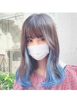 アフィーロ(ACHFILO) インナーカラーシールエクステ 透明感ブルー カラーエクステ