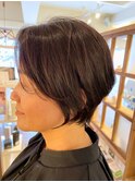 40代50代卵型ショートボブ・スキばさみに頼らないカット