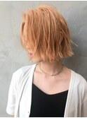 【GEEKS渋谷】切りっぱなしボブ/オレンジベージュ/ハイトーン/夏