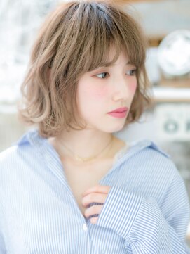 モッズヘア 越谷(mod's hair) くすみベージュぱっつん前髪韓国風ボブパーマc6越谷10代20代30代