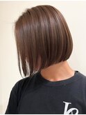 ボブ切りっぱなしボブ重めボブハイライトカラー20代30代