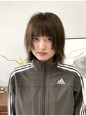 大人可愛い小顔ジャギーボブ似合わせオリーブベージュボブ
