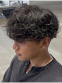 福岡天神ゆるめシャドウパーマメンズマッシュウルフカット緩め