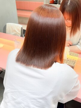 ロンドポレール 北千住(Lond polaire) くびれヘア/アプリコットオレンジ/レイヤー/ショートボブ/韓国